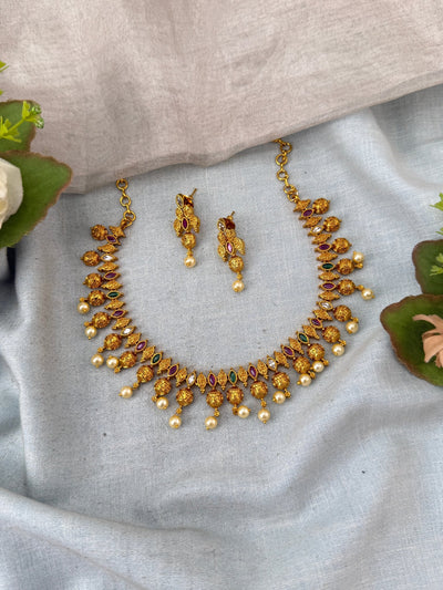 Antique Short Necklace Set | N0332 - Mahilas