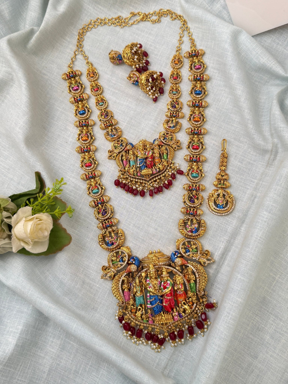 Antique Srinivasa Kalyanam Semi Bridal Necklace Set | N0529 - Mahilas