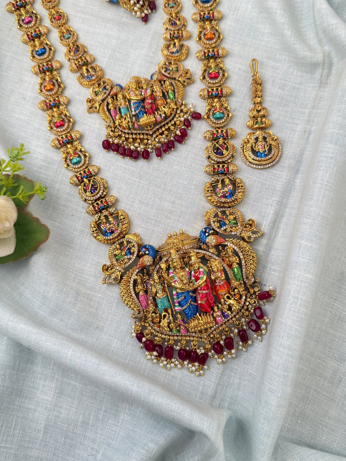 Antique Srinivasa Kalyanam Semi Bridal Necklace Set | N0529 - Mahilas