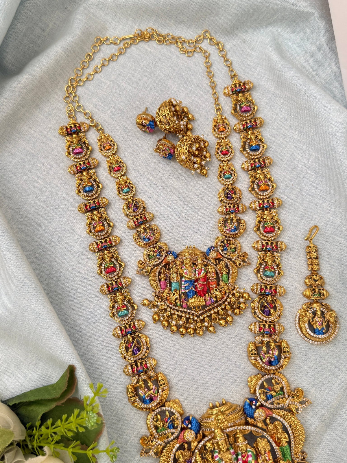 Antique Srinivasa Kalyanam Semi Bridal Necklace Set | N0530 - Mahilas