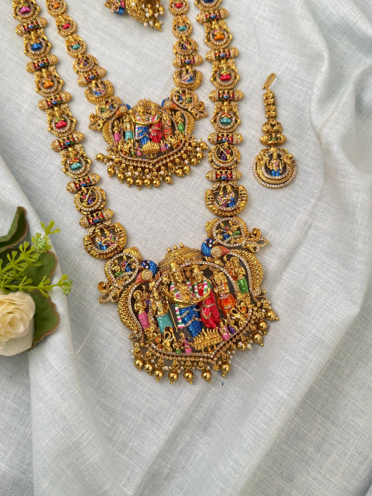 Antique Srinivasa Kalyanam Semi Bridal Necklace Set | N0530 - Mahilas