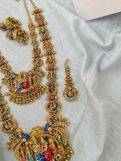 Antique Srinivasa Kalyanam Semi Bridal Necklace Set | N0530 - Mahilas