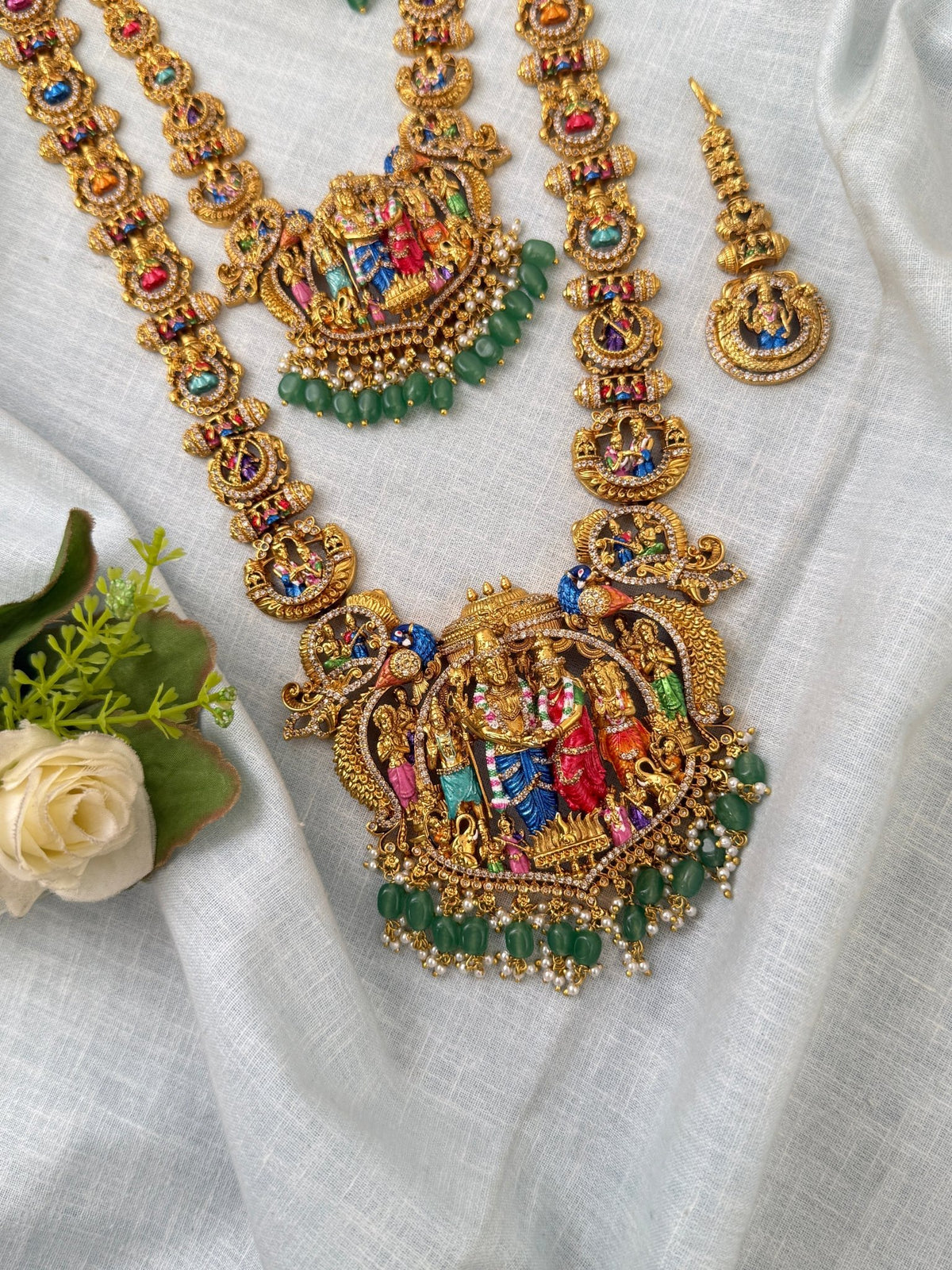 Antique Srinivasa Kalyanam Semi Bridal Necklace Set | N0531 - Mahilas