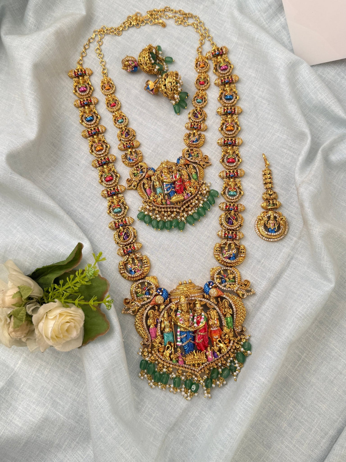 Antique Srinivasa Kalyanam Semi Bridal Necklace Set | N0531 - Mahilas