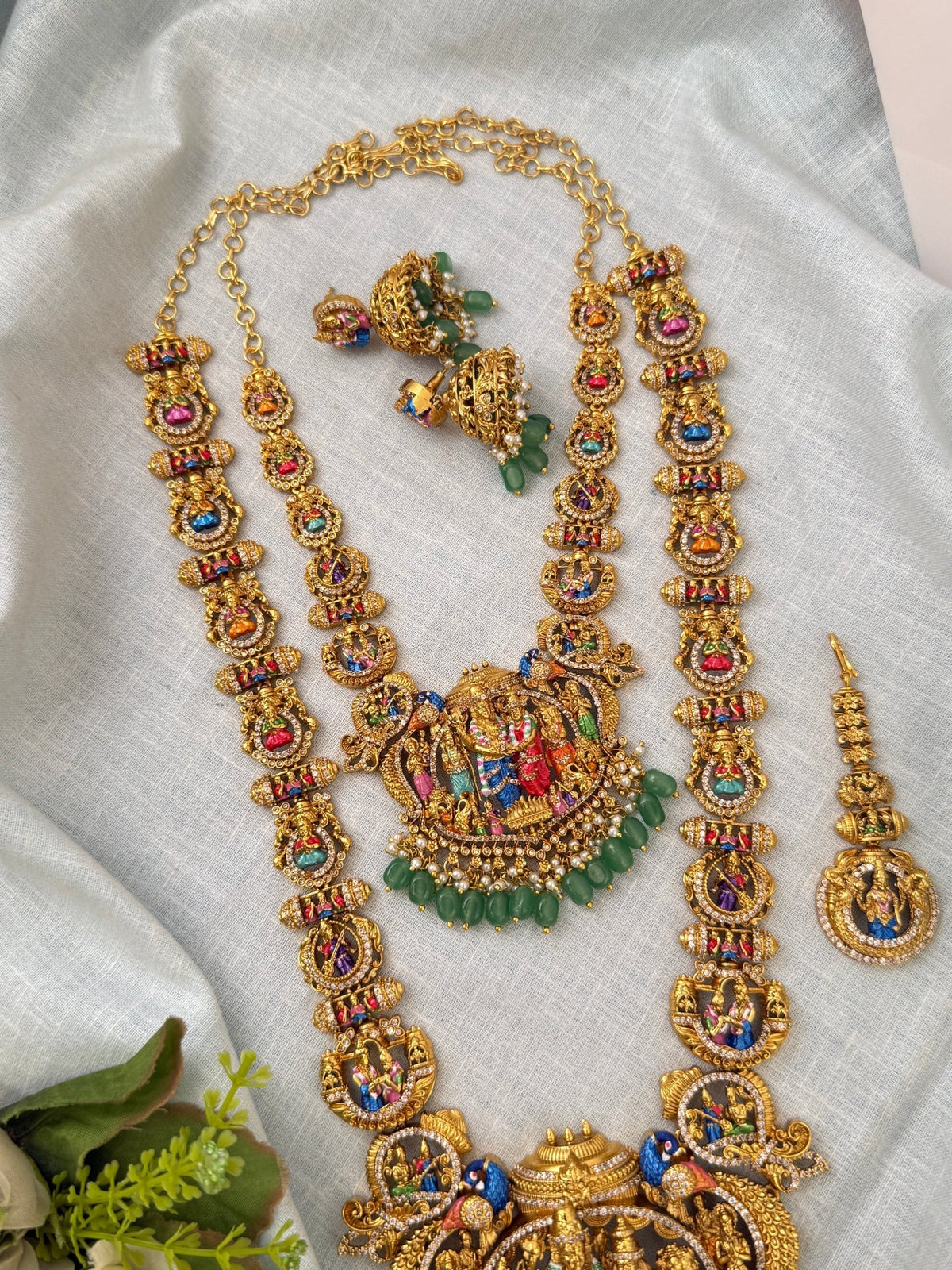 Antique Srinivasa Kalyanam Semi Bridal Necklace Set | N0531 - Mahilas