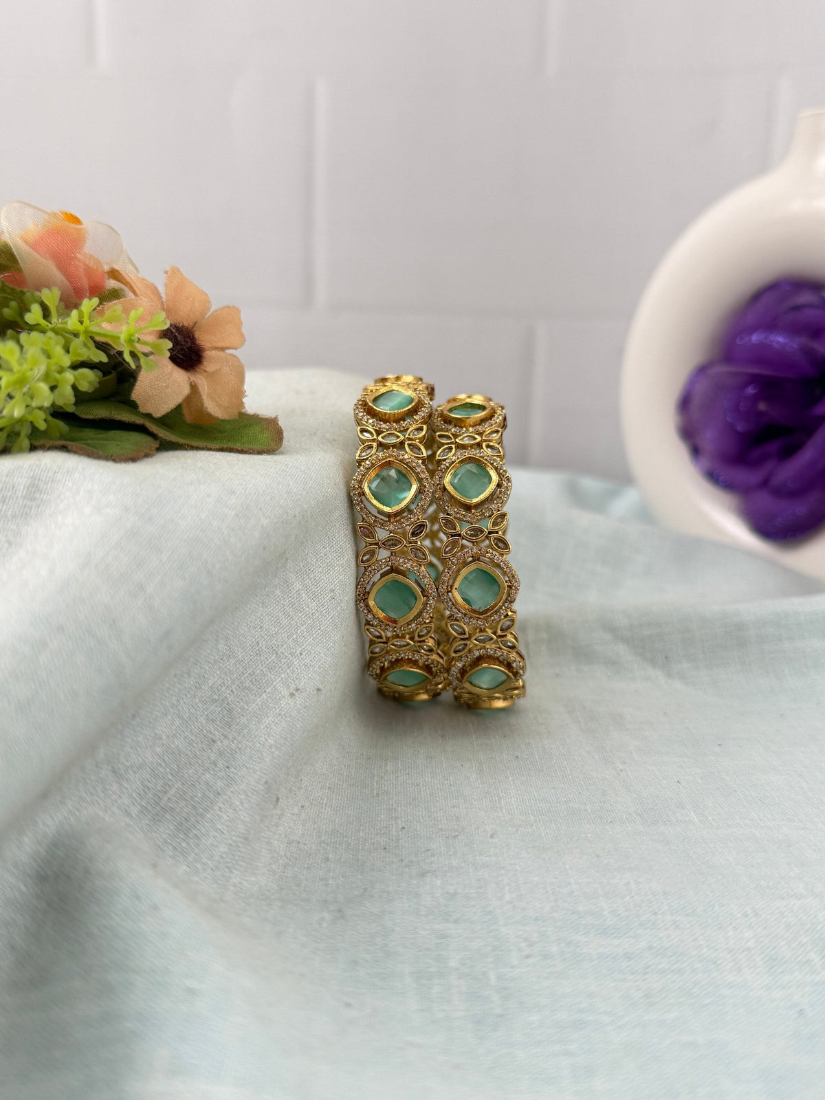 Antique Stone Bangles | Set of 2 | 015 - Mahilas