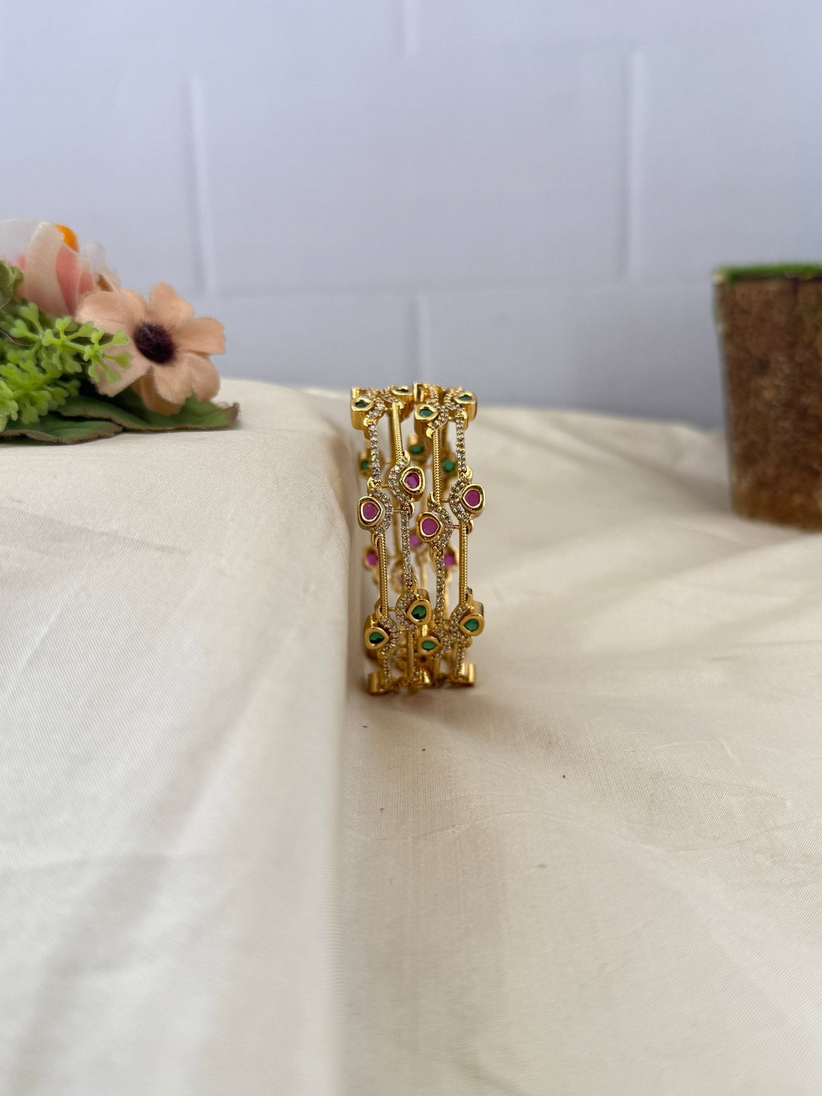Antique Stone Bangles | Set of 2 | B0118 - Mahilas