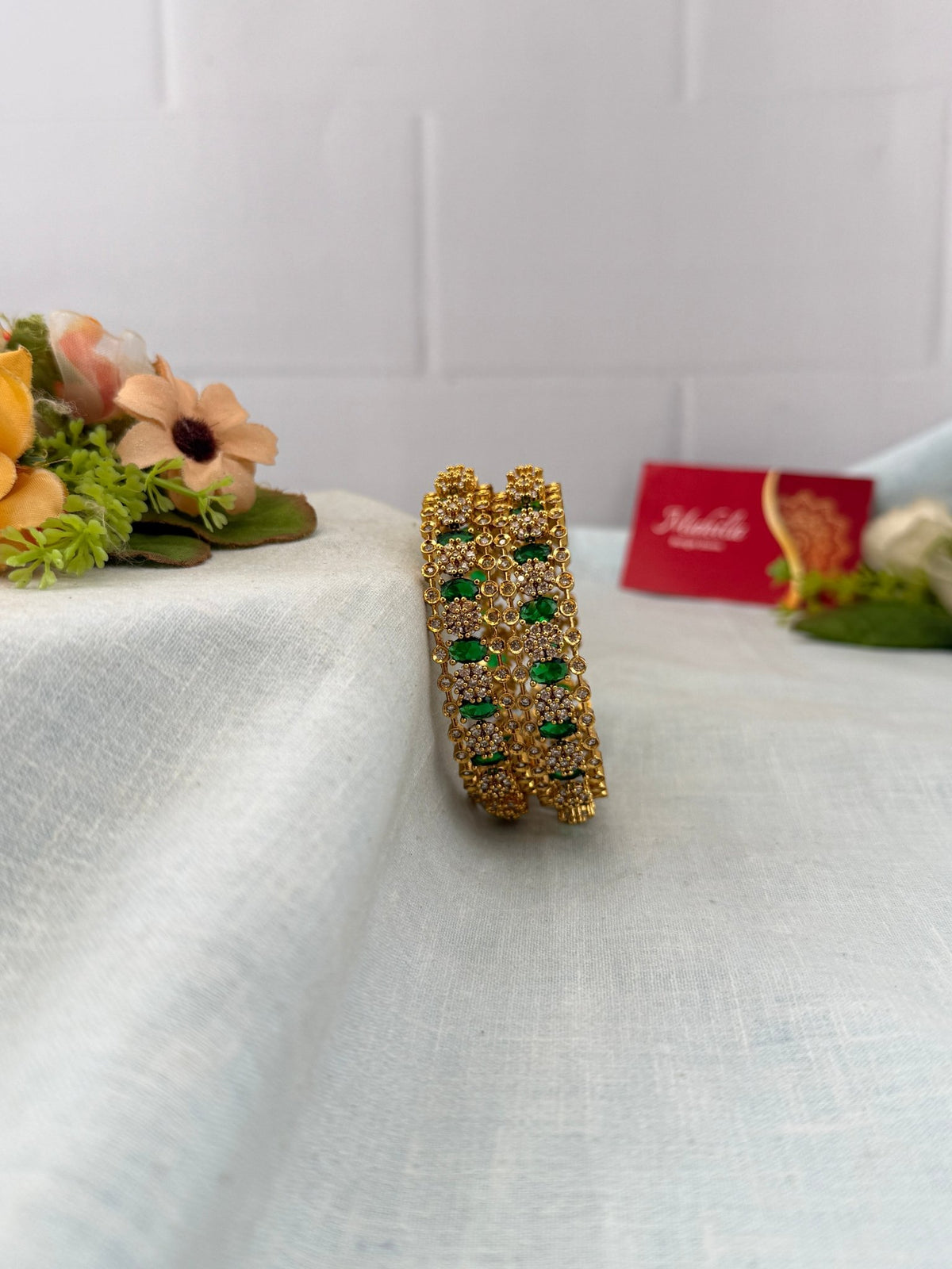 Antique Stone Bangles | Set of 2 | B0208 - Mahilas