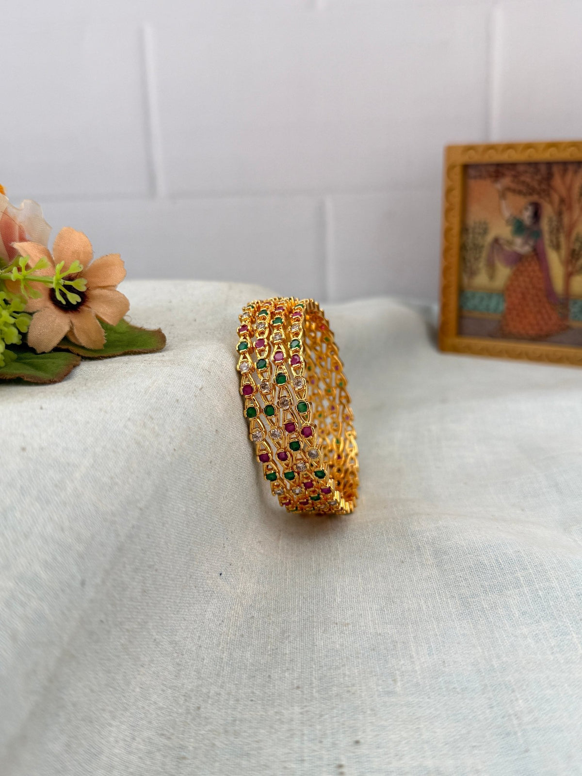 Antique Stone Bangles | Set of 4 | B0057 - Mahilas