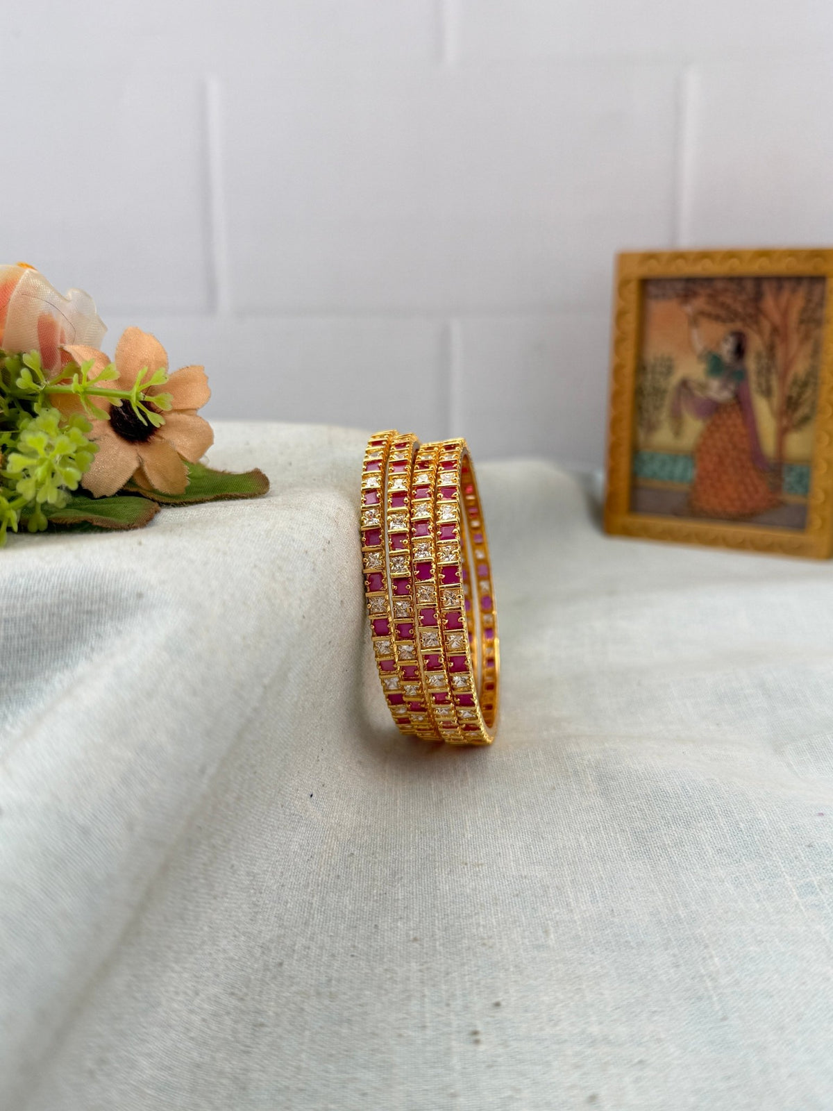 Antique Stone Bangles | Set of 4 | B0061 - Mahilas