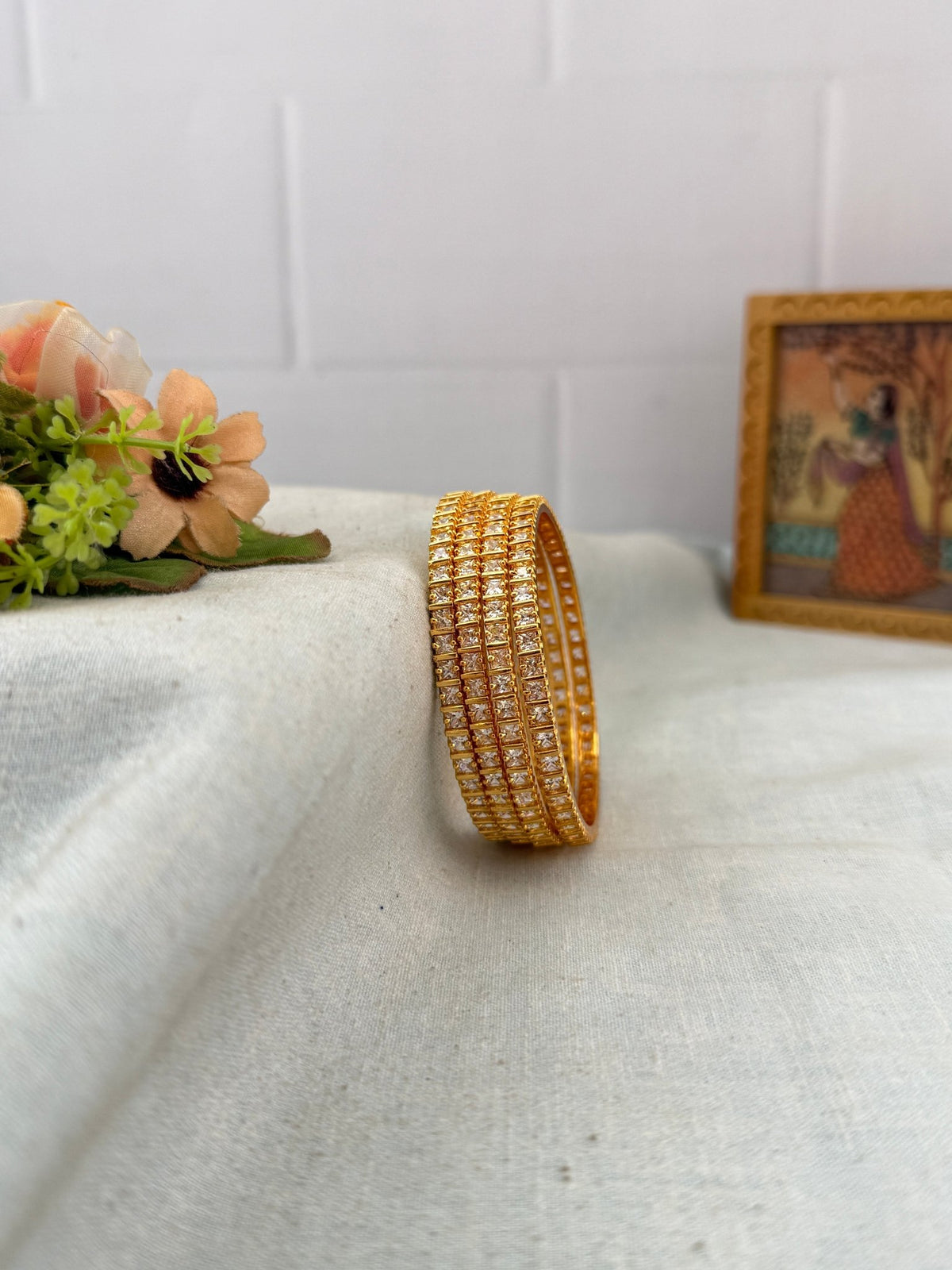 Antique Stone Bangles | Set of 4 | B0067 - Mahilas