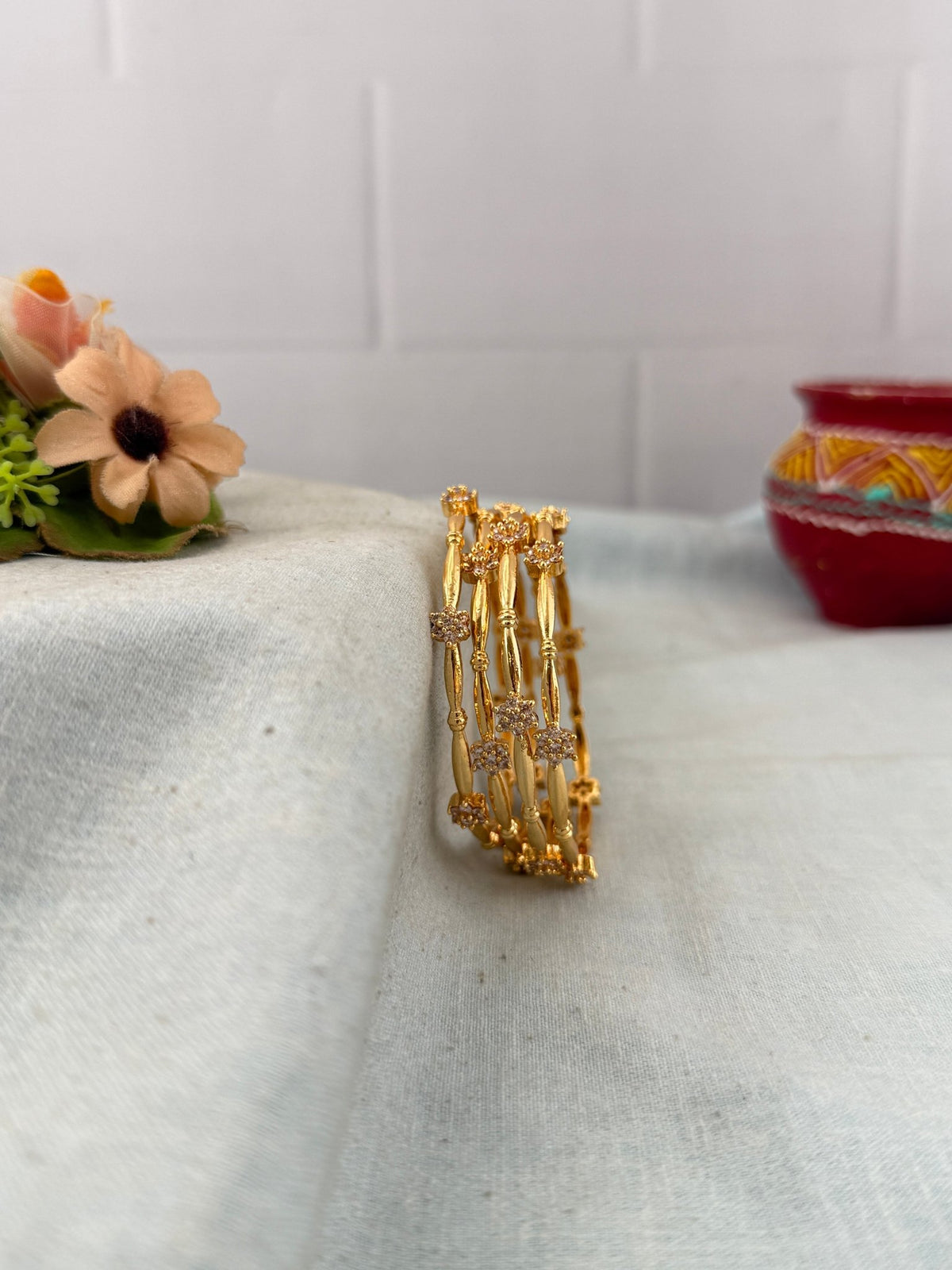 Antique Stone Bangles | Set of 4 | B0083 - Mahilas