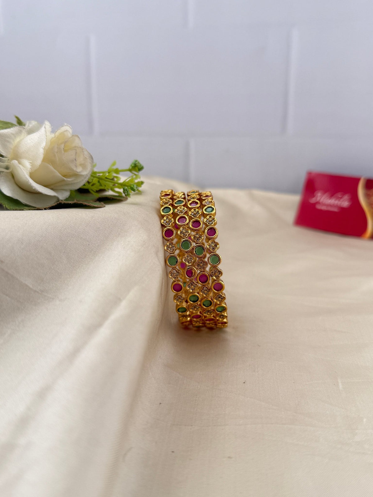 Antique Stone Bangles | Set of 4 | B0112 - Mahilas