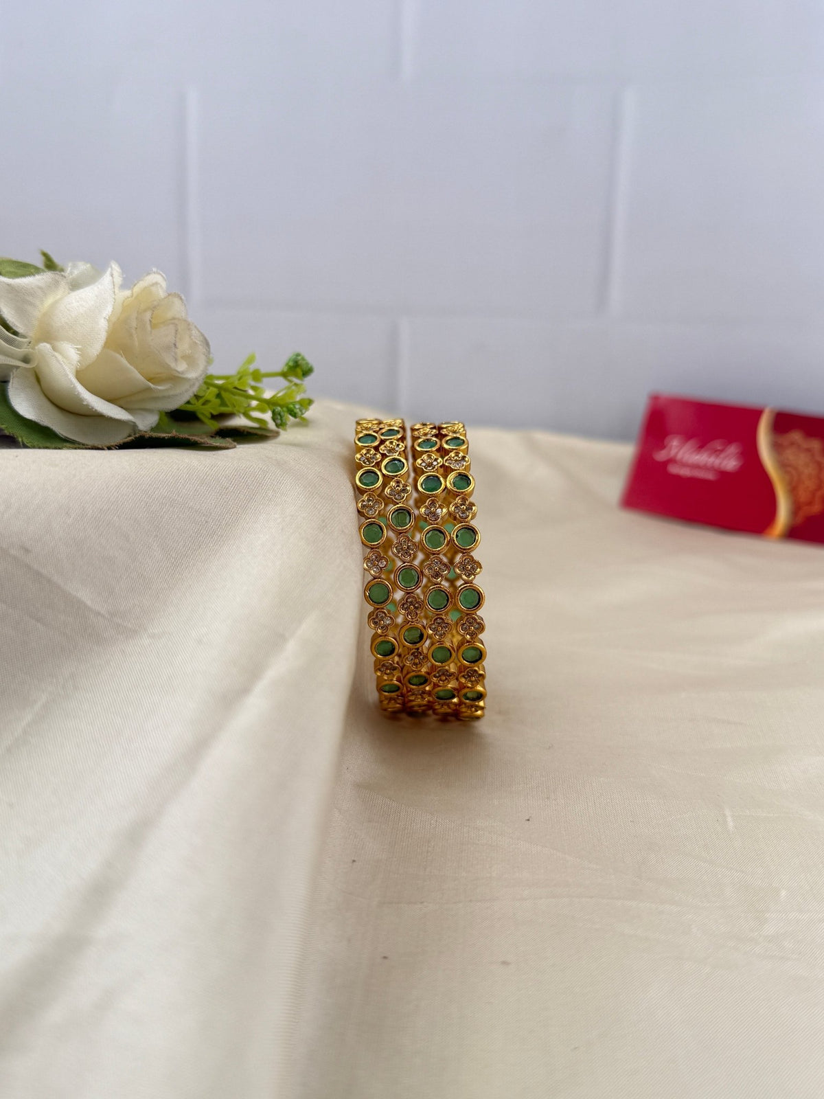 Antique Stone Bangles | Set of 4 | B0113 - Mahilas