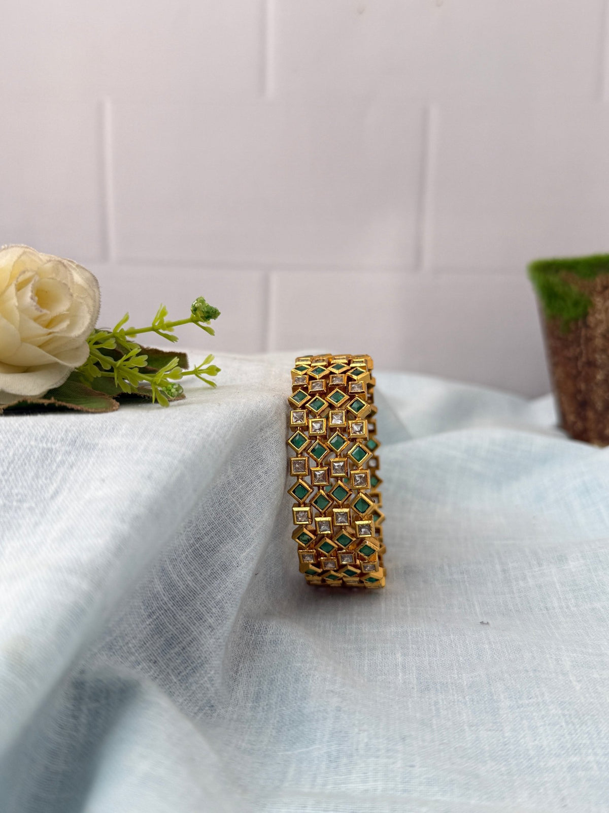 Antique Stone Bangles Set Of 4| B0316 - Mahilas