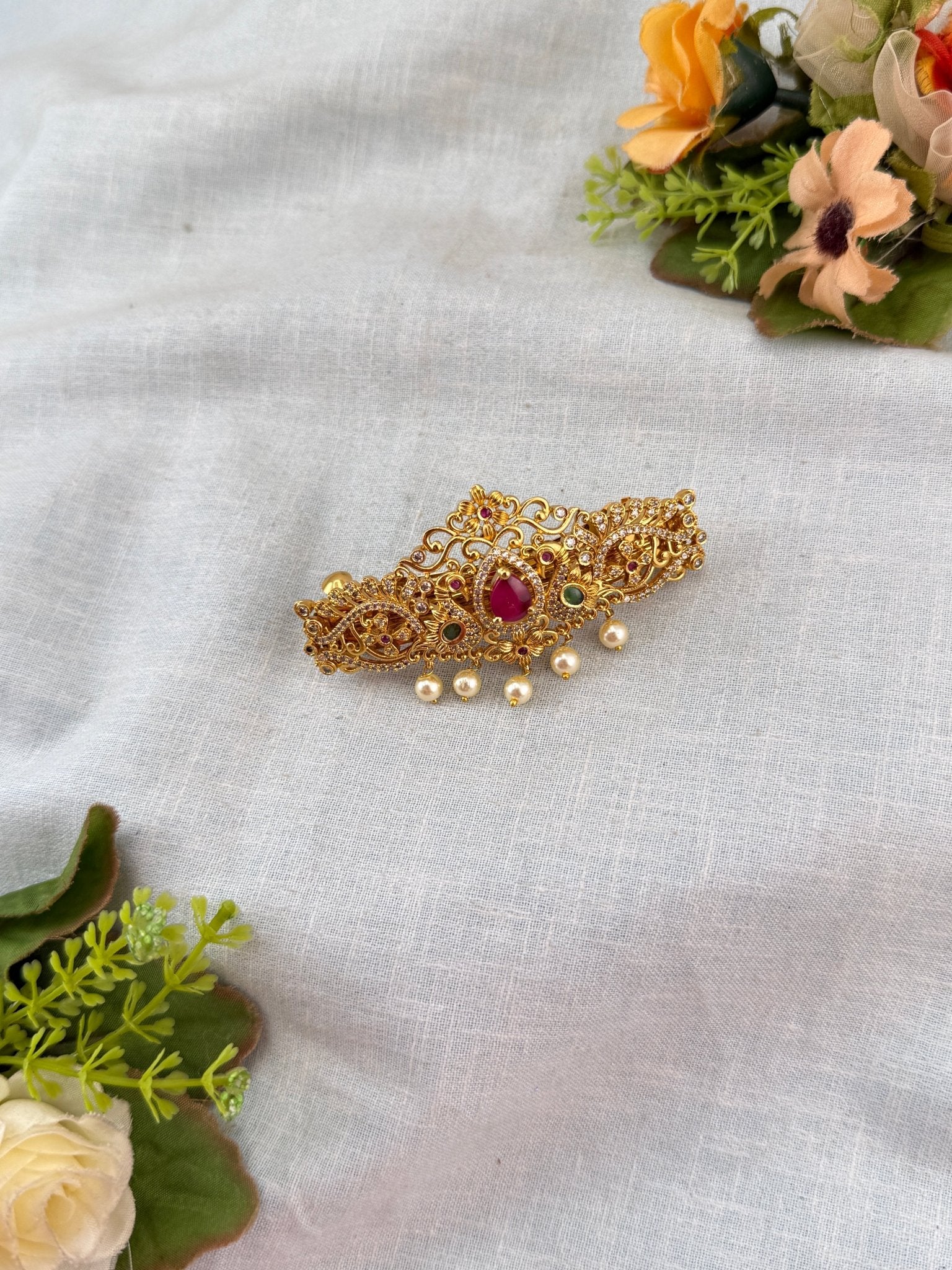 Antique Stone Hair Clip | 035 - Mahilas