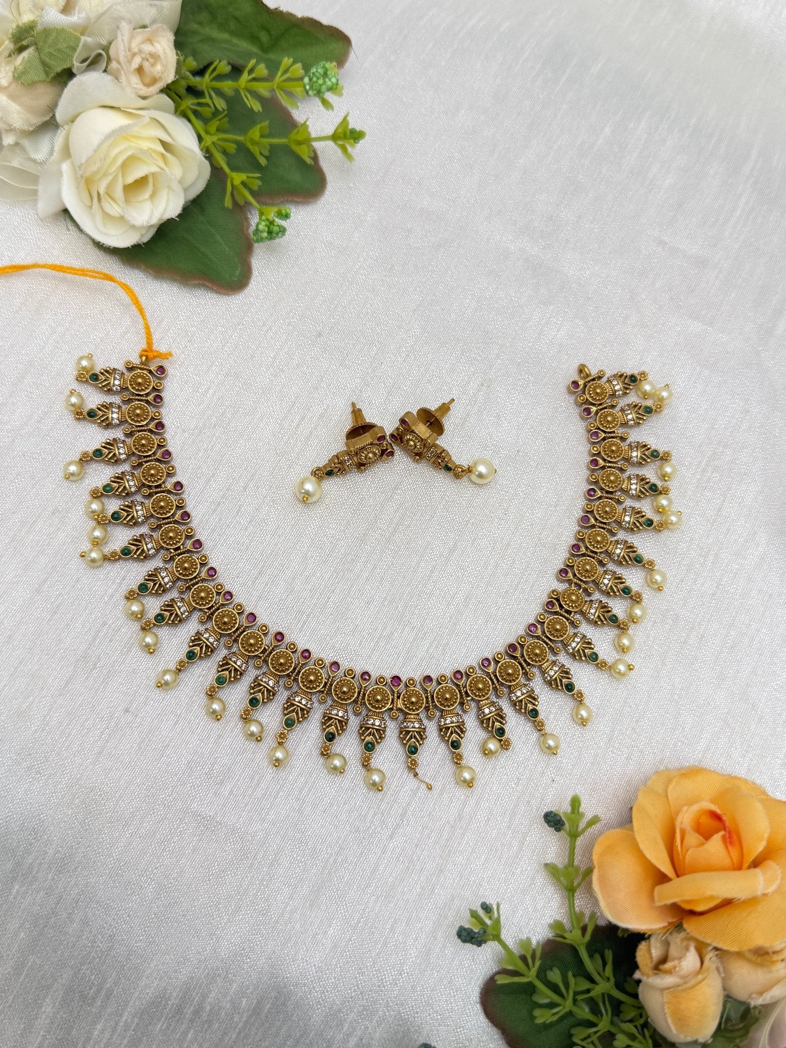 Antique Stone Necklace Set 0745 - Mahilas