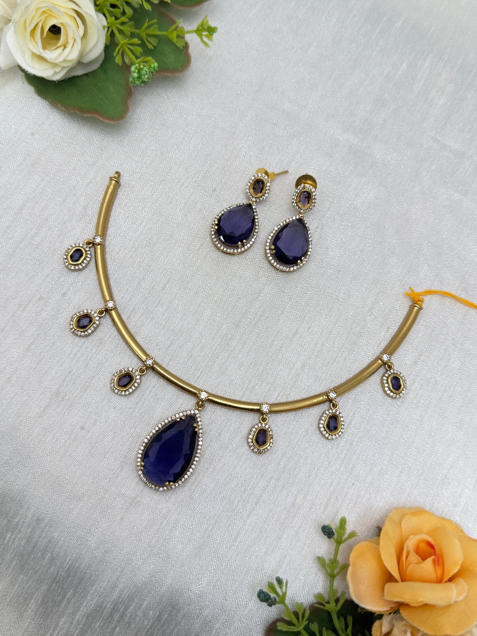 Antique Stone Necklace Set 0751 - Mahilas