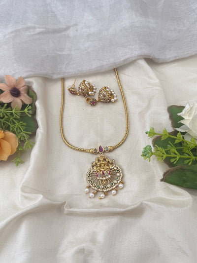 Antique Stone Pendant Short Necklace Set | No292 - Mahilas