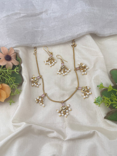 Antique Stone Pendant Short Necklace Set | No314 - Mahilas
