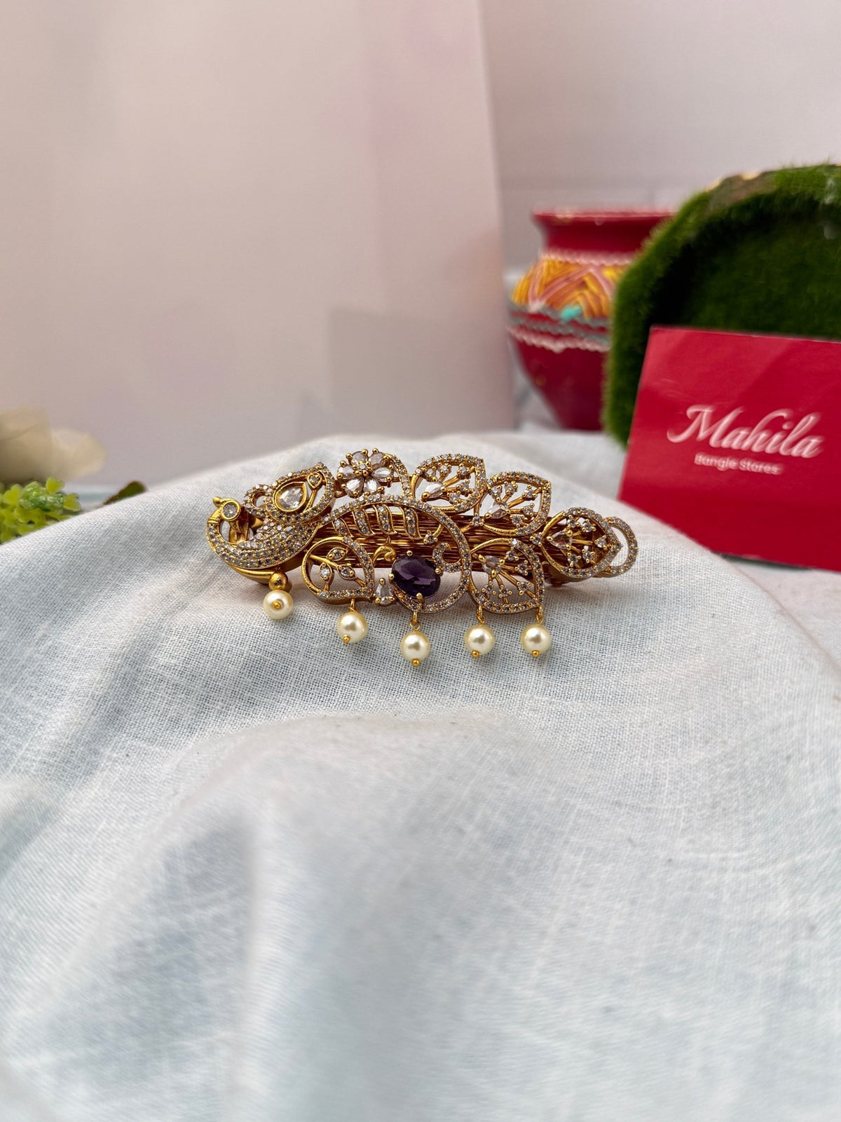 Antique Stone Premium Hair Clip| HR047 F - Mahilas