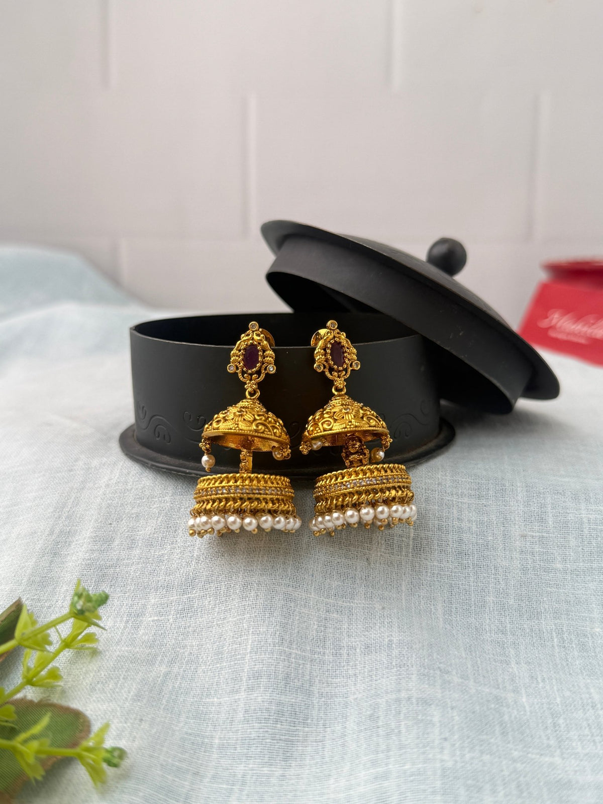 Antique Temple Jhumka Earrings| E0766 - Mahilas