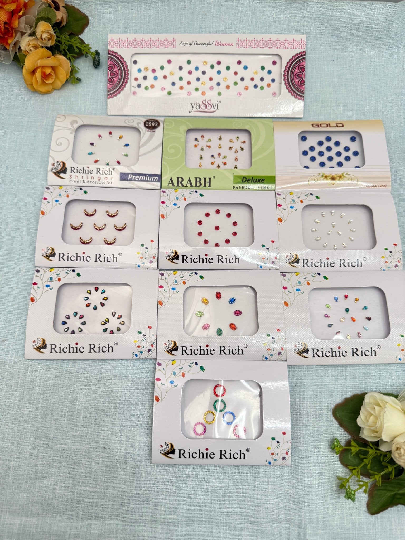Assorted Design & Size Bindi Sheets 45 - Mahilas