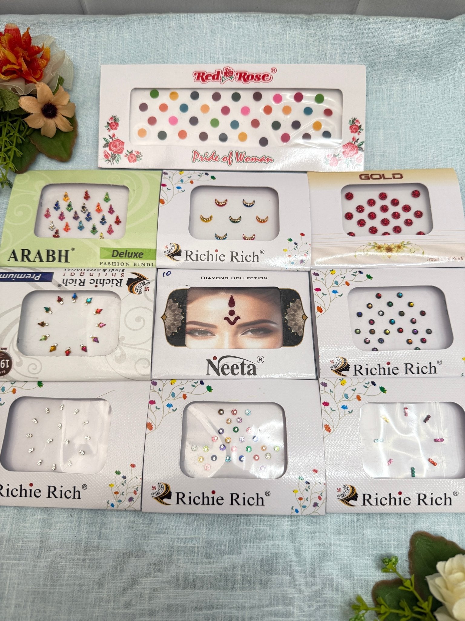 Assorted Design & Size Bindi Sheets 48 - Mahilas