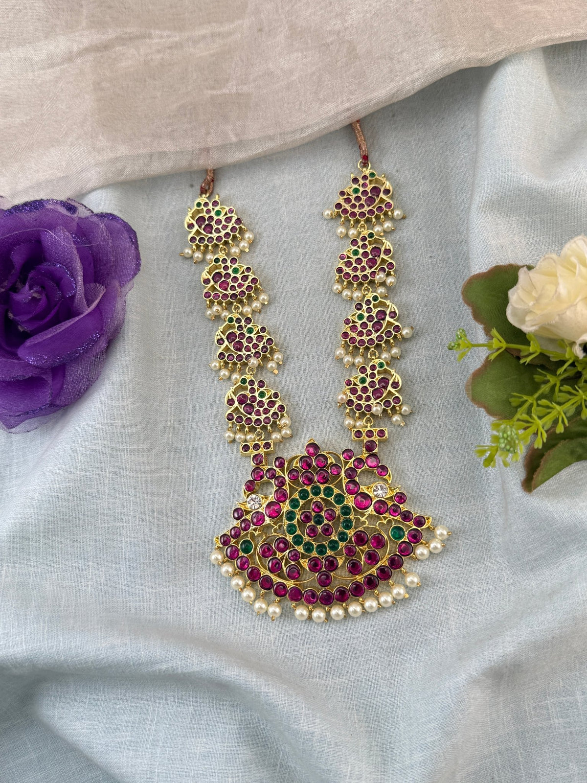 Bharatnatyam Classical Necklace Temple in Pure Premium Brass | N0052 - Mahilas