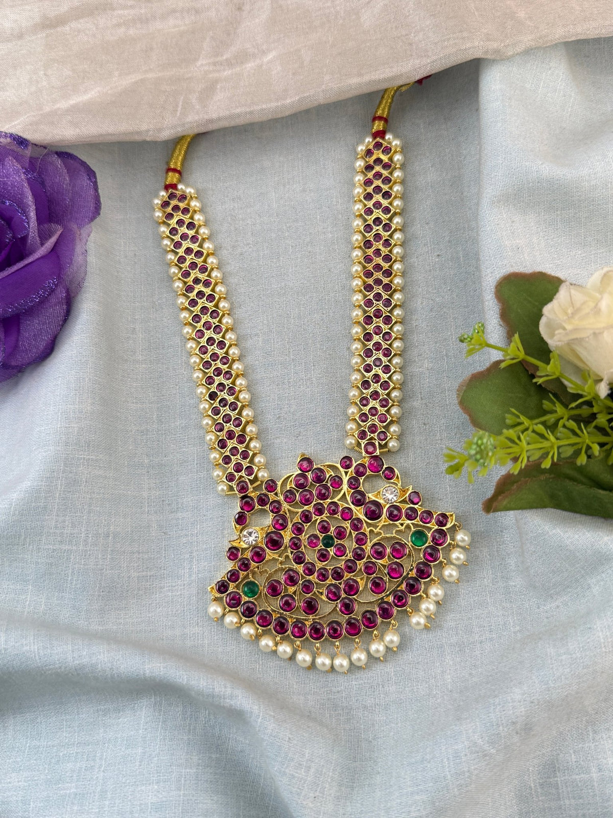Bharatnatyam Classical Necklace Temple in Pure Premium Brass | N0053 - Mahilas