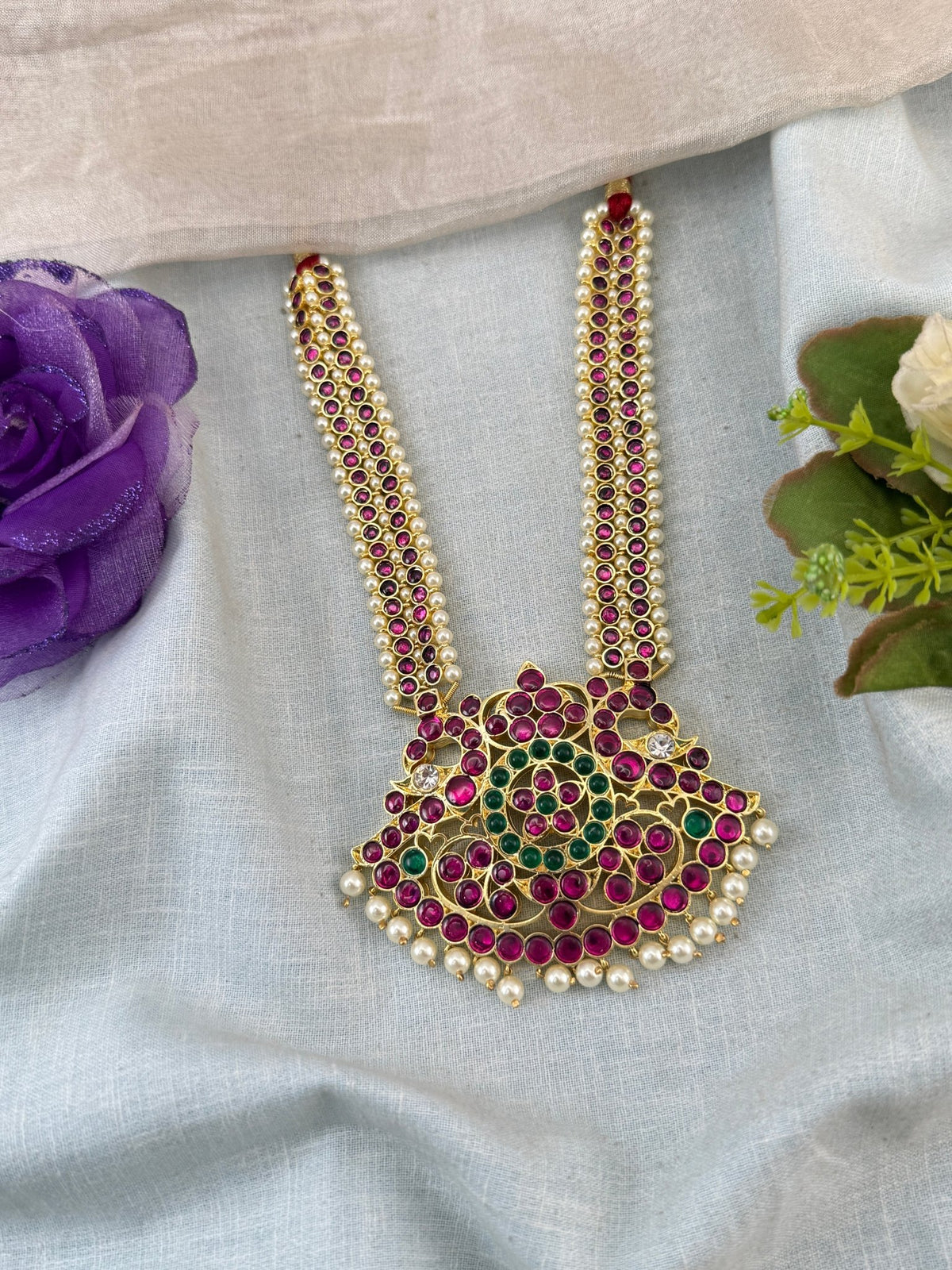 Bharatnatyam Classical Necklace Temple in Pure Premium Brass | N0054 - Mahilas