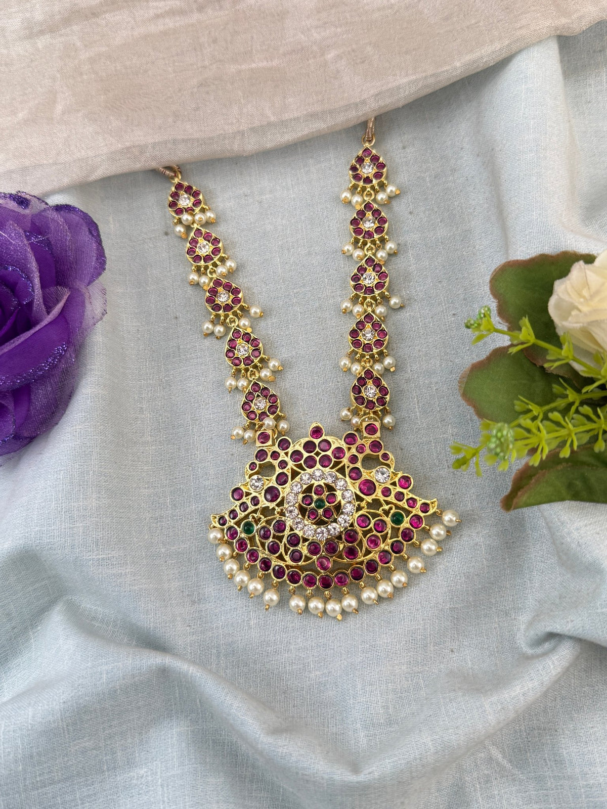 Bharatnatyam Classical Necklace Temple in Pure Premium Brass | N0055 - Mahilas