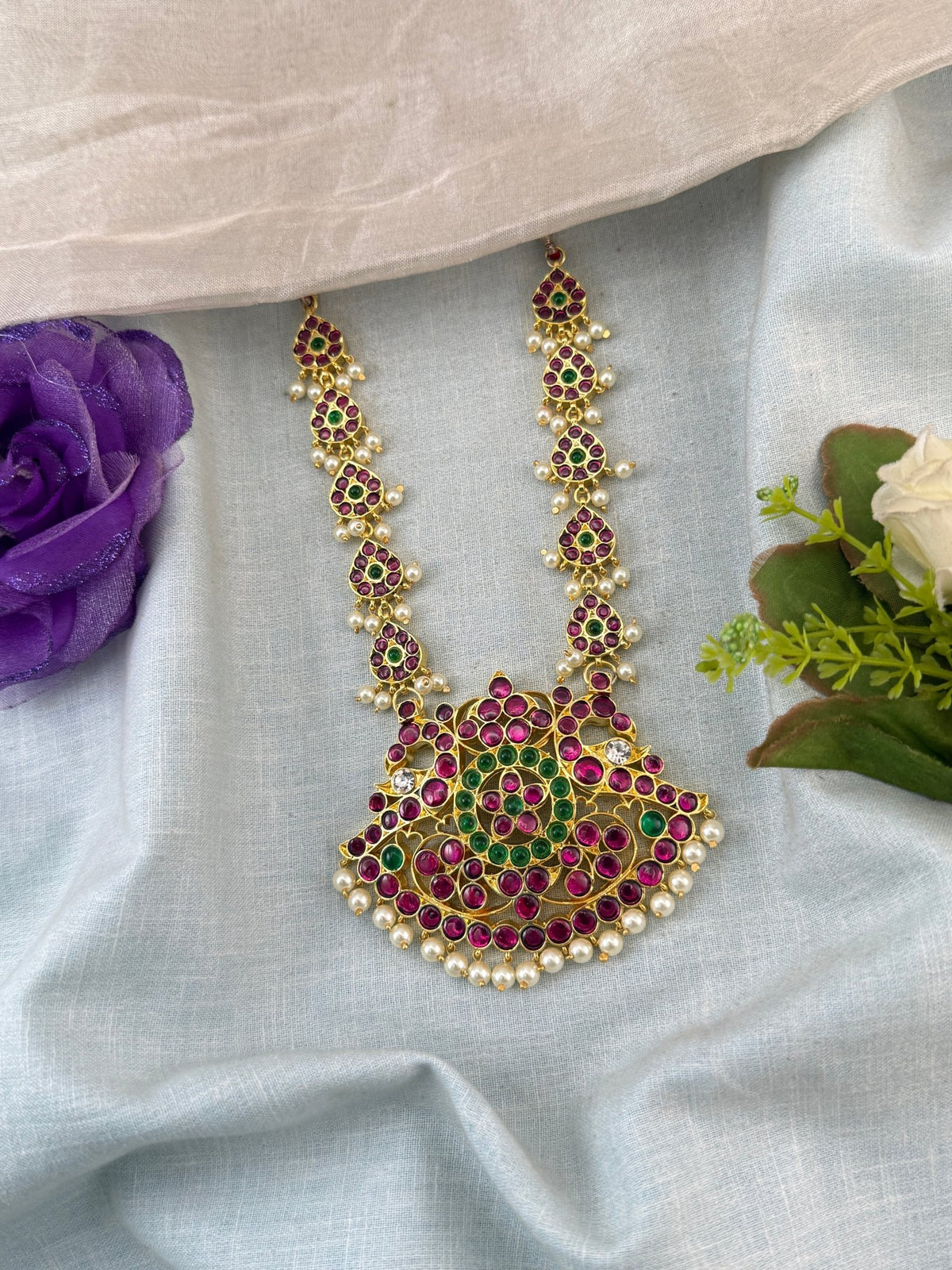 Bharatnatyam Classical Necklace Temple in Pure Premium Brass | N0056 - Mahilas