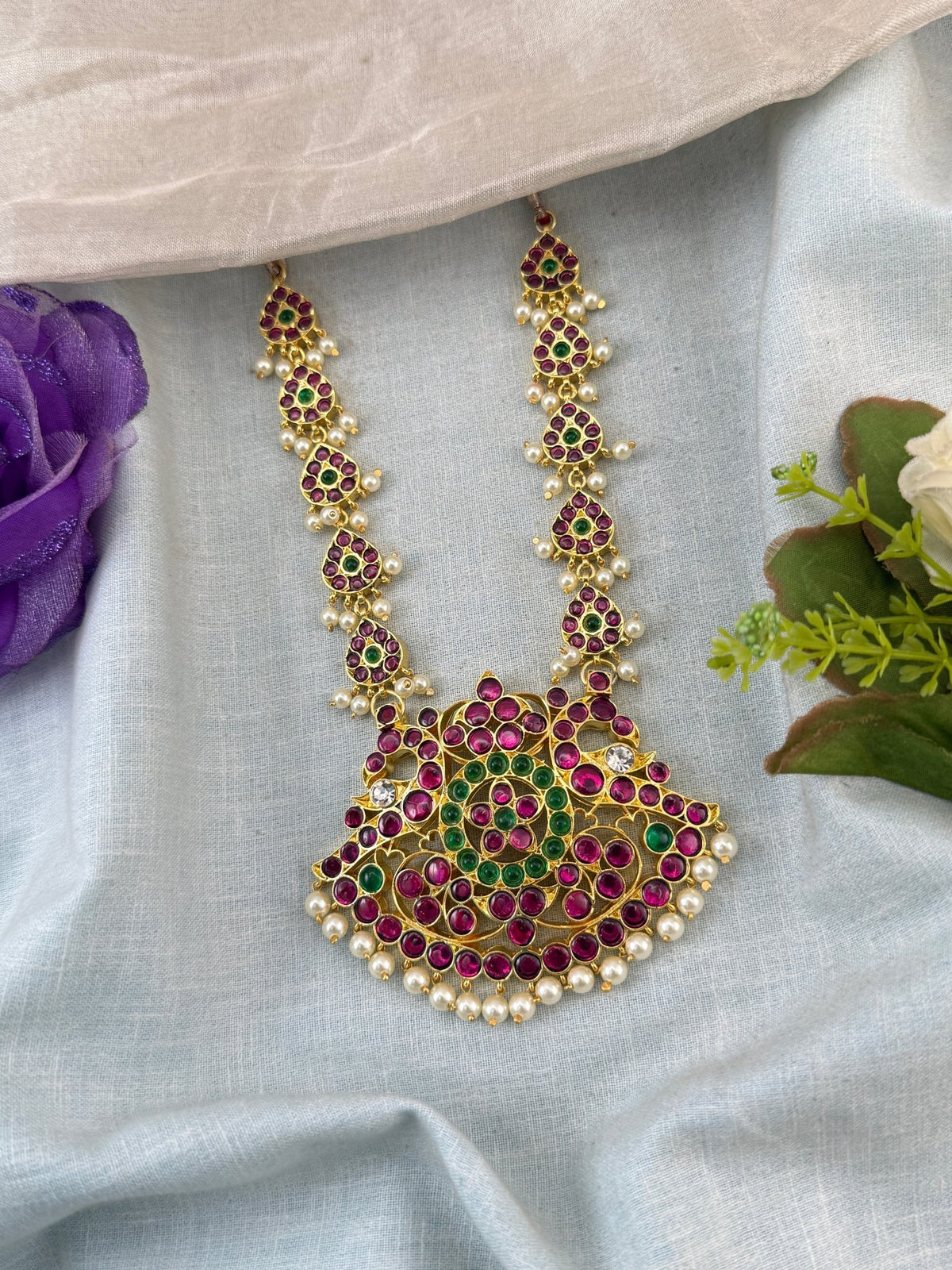 Bharatnatyam Classical Necklace Temple in Pure Premium Brass | N0056 - Mahilas