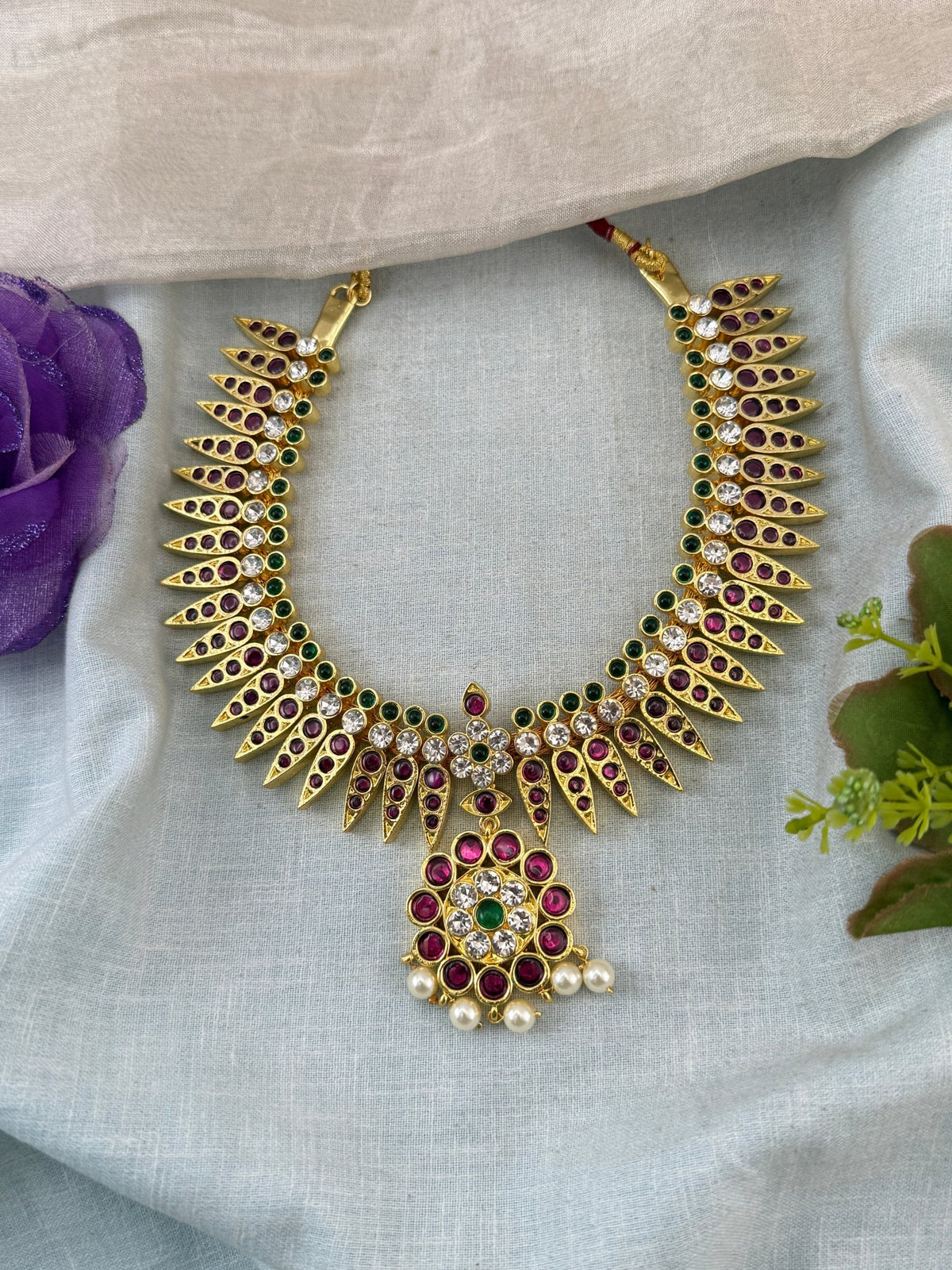 Bharatnatyam Classical Necklace Temple in Pure Premium Brass | N0057 - Mahilas