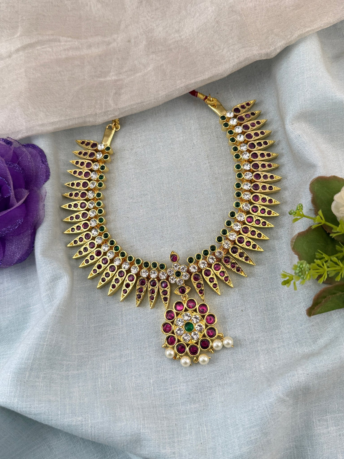 Bharatnatyam Classical Necklace Temple in Pure Premium Brass | N0057 - Mahilas