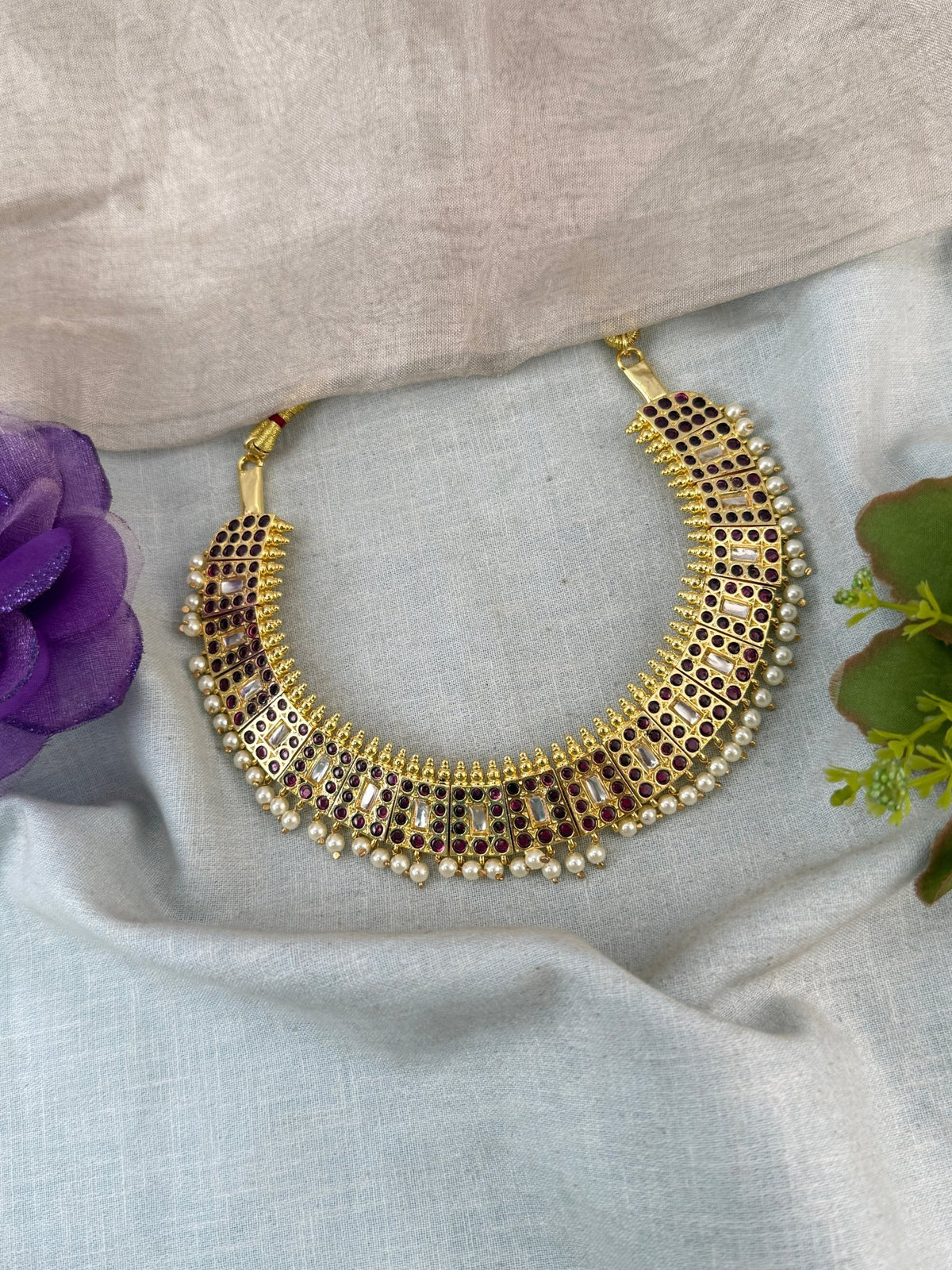 Bharatnatyam Classical Necklace Temple in Pure Premium Brass | T0001 - Mahilas