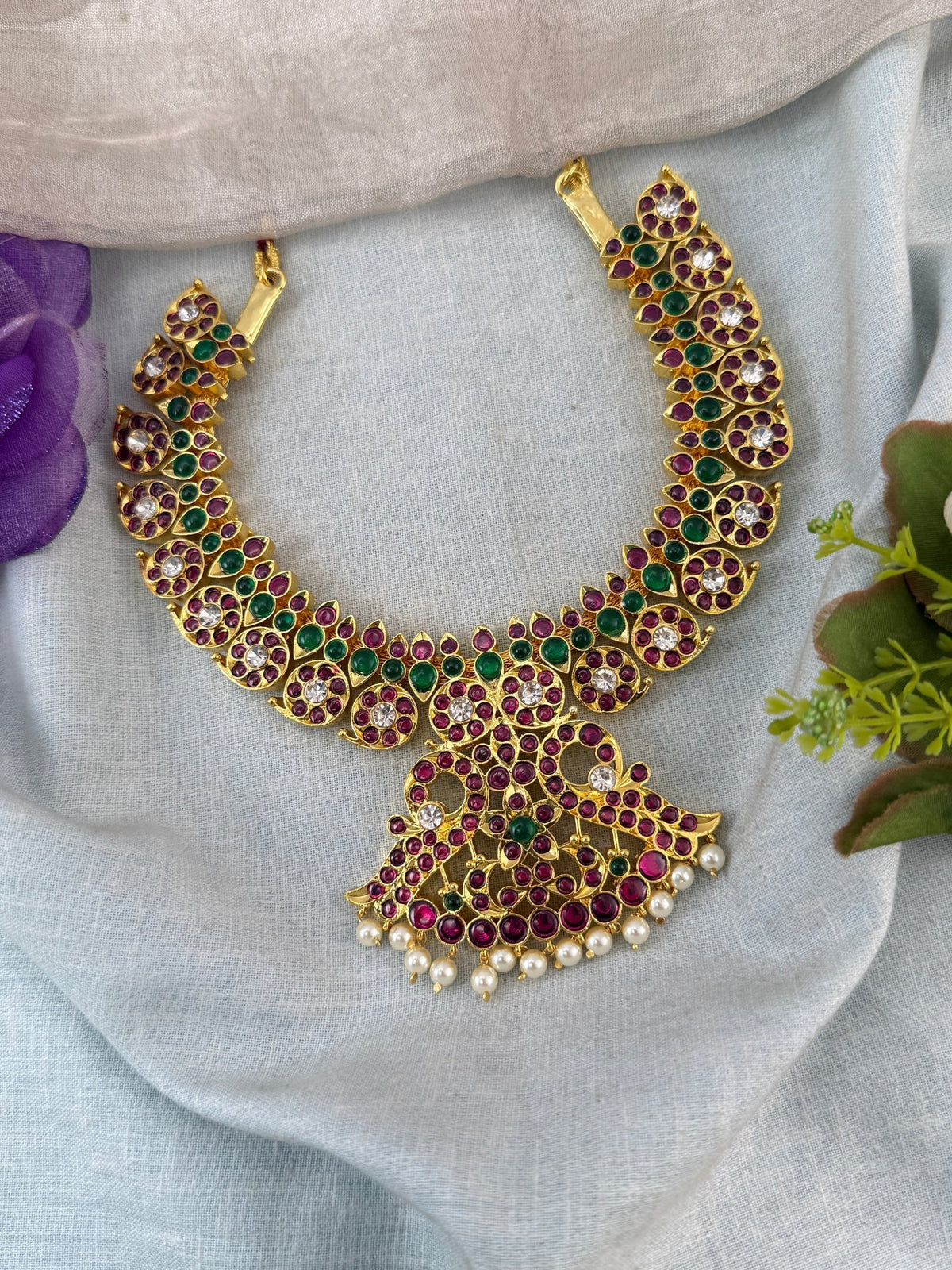 Bharatnatyam Classical Necklace Temple in Pure Premium Brass | T0003 - Mahilas