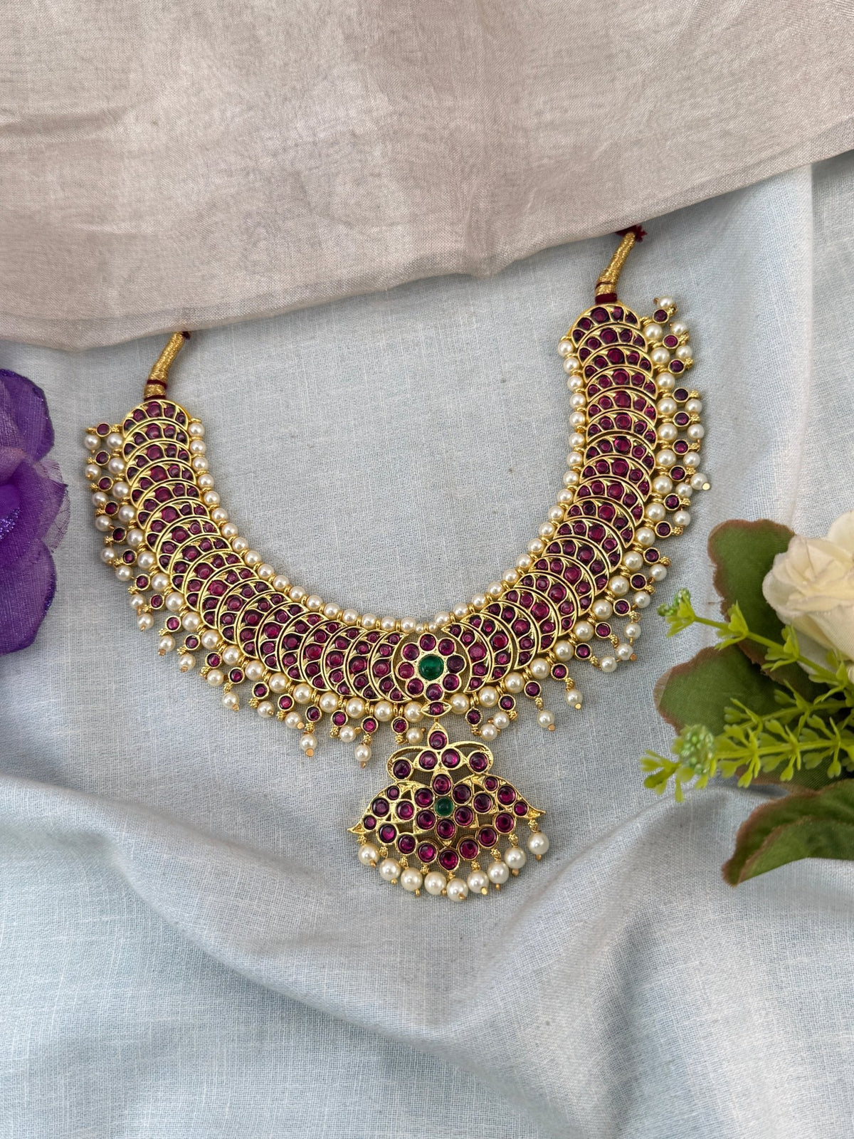 Bharatnatyam Classical Necklace Temple in Pure Premium Brass | T0006 - Mahilas