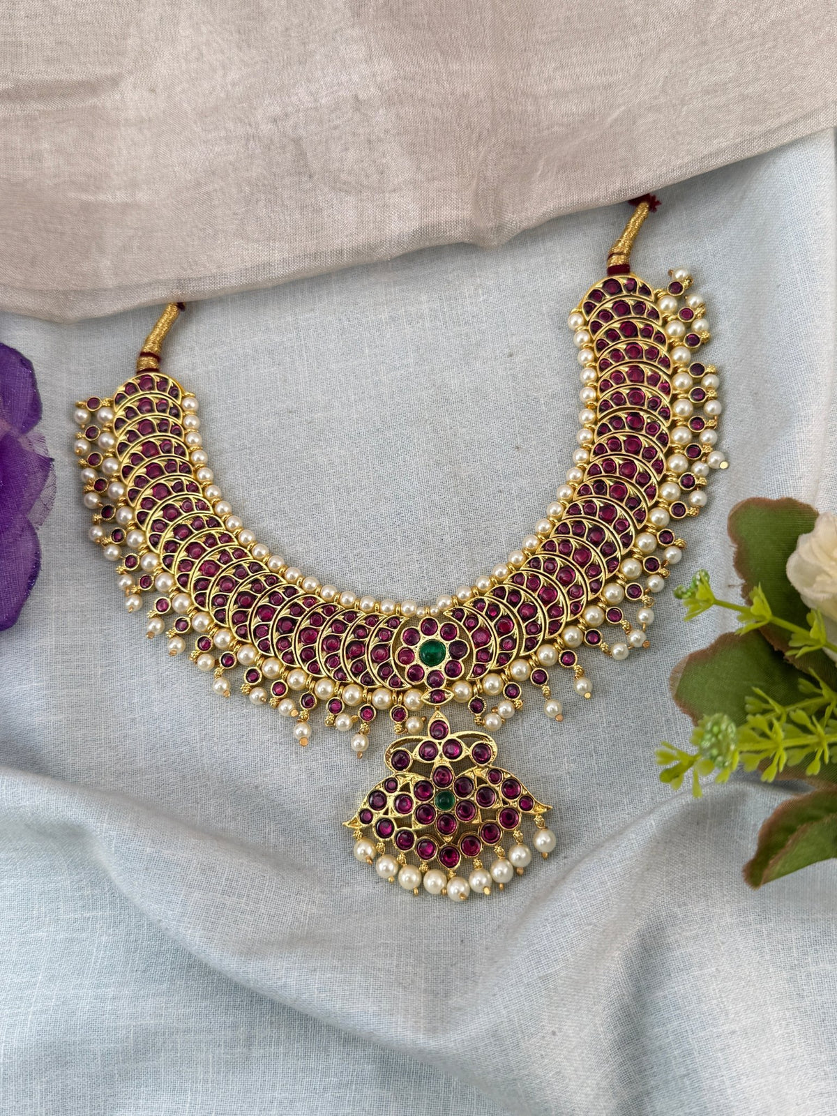 Bharatnatyam Classical Necklace Temple in Pure Premium Brass | T0006 - Mahilas