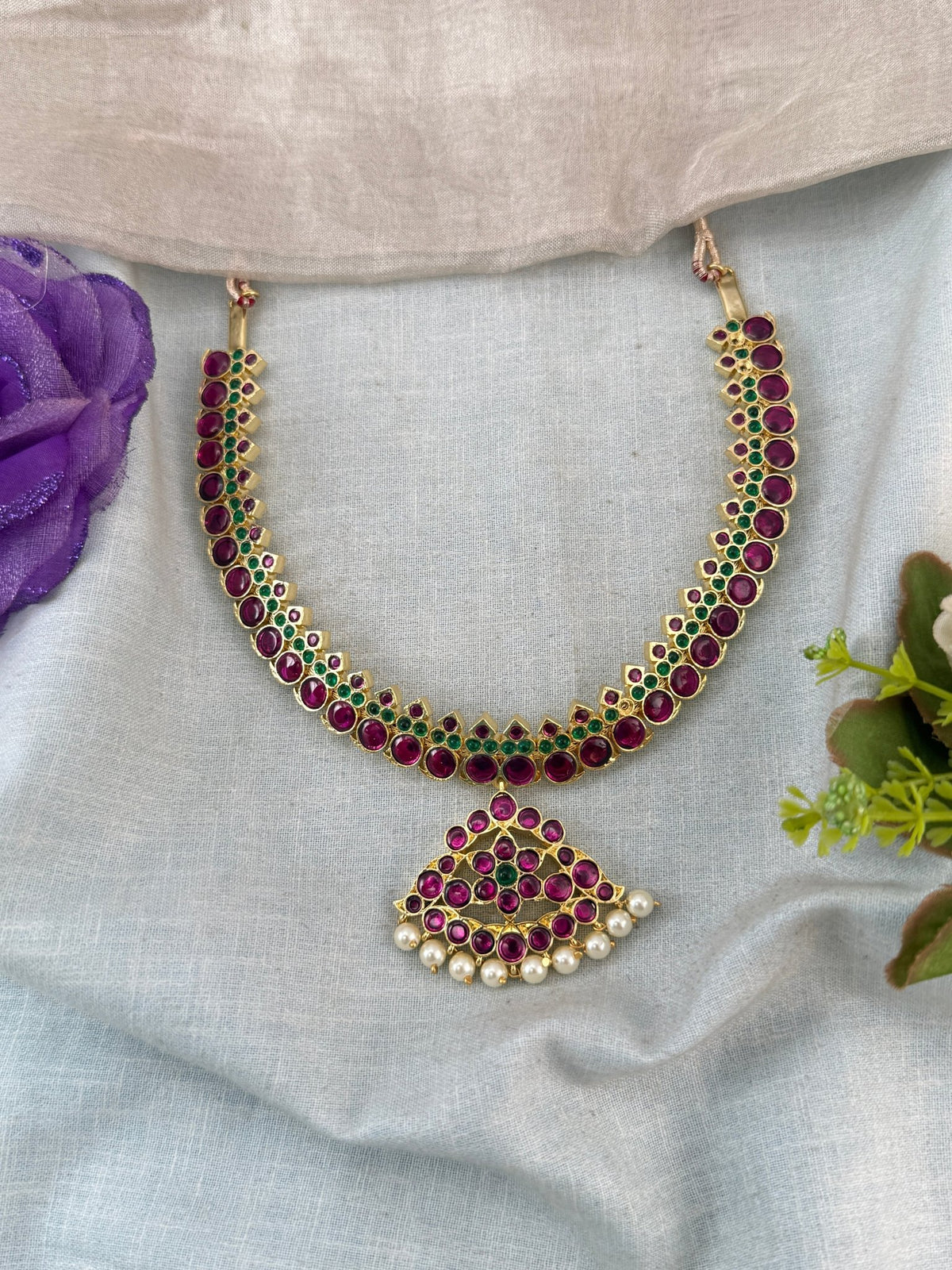 Bharatnatyam Classical Necklace Temple in Pure Premium Brass | T0007 - Mahilas