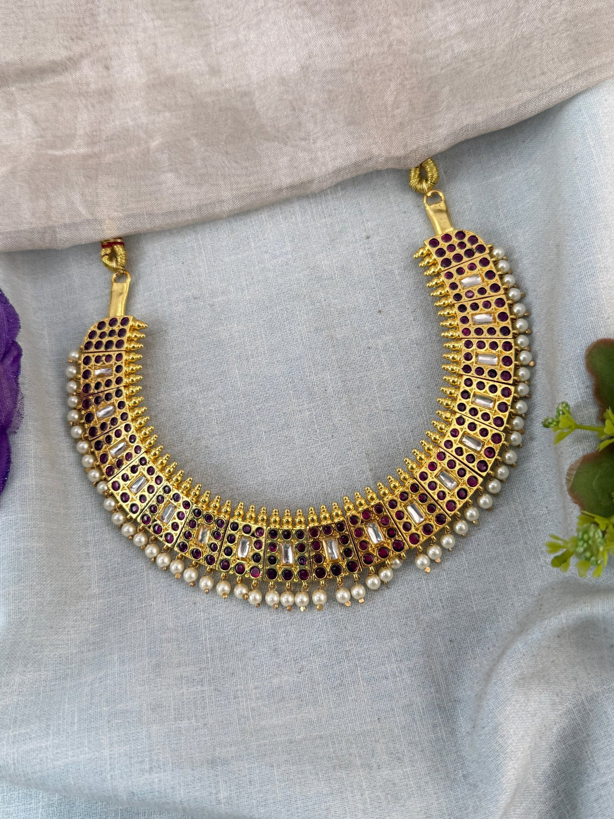 Bharatnatyam Classical Necklace Temple in Pure Premium Brass | T0008 - Mahilas