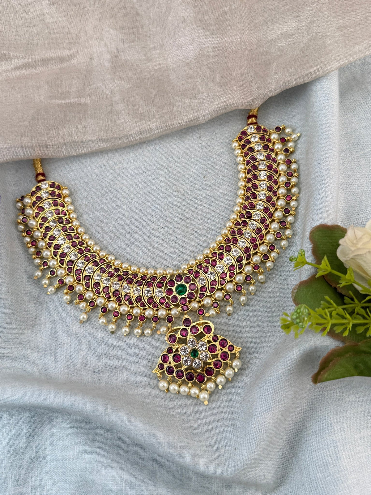 Bharatnatyam Classical Necklace Temple in Pure Premium Brass | T0009 - Mahilas