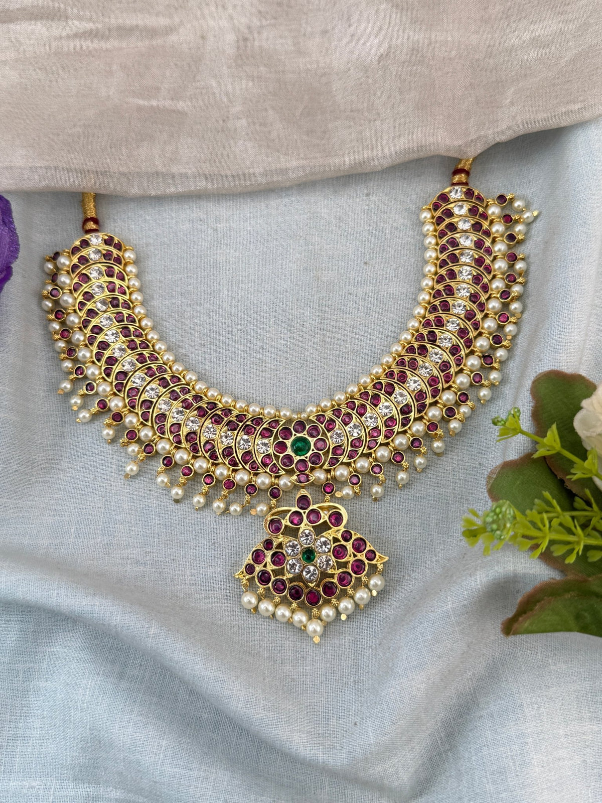 Bharatnatyam Classical Necklace Temple in Pure Premium Brass | T0009 - Mahilas