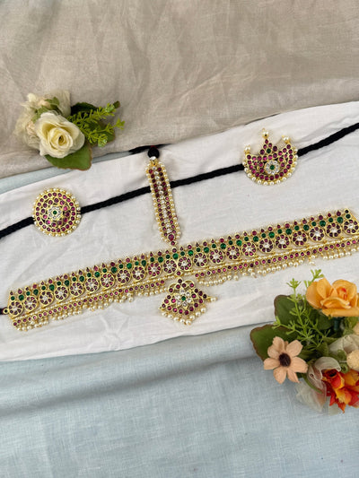 Bharatnatyam Maang Tikka Set in Pure Premium Brass | M0047 - Mahilas