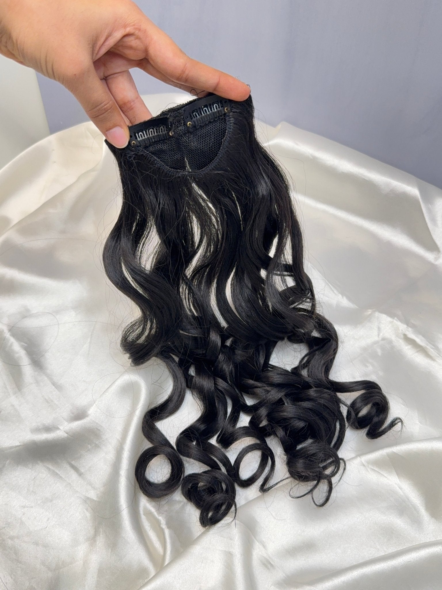 Curly 2 Clips Patch Work Volumising 18 Inches Human Hair Extension in 2 Colors - Mahilas