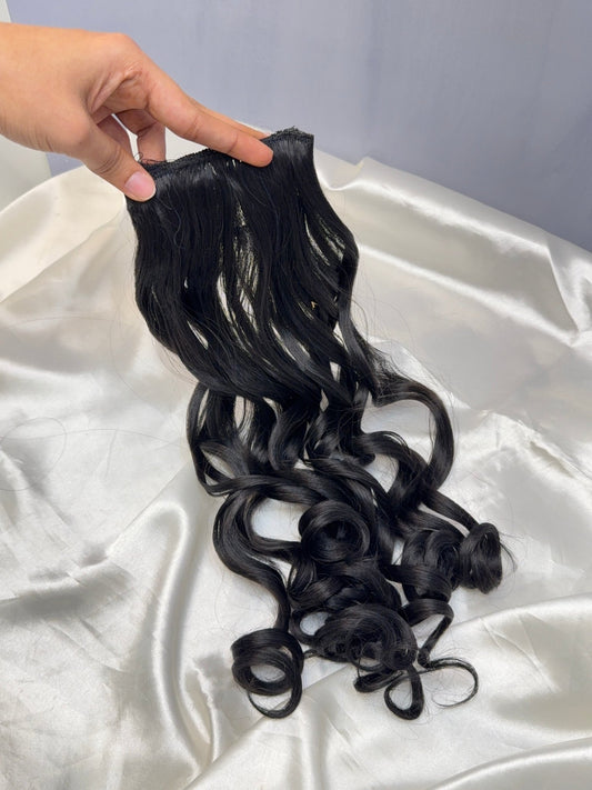 Curly 2 Clips Patch Work Volumising 18 Inches Human Hair Extension in 2 Colors - Mahilas