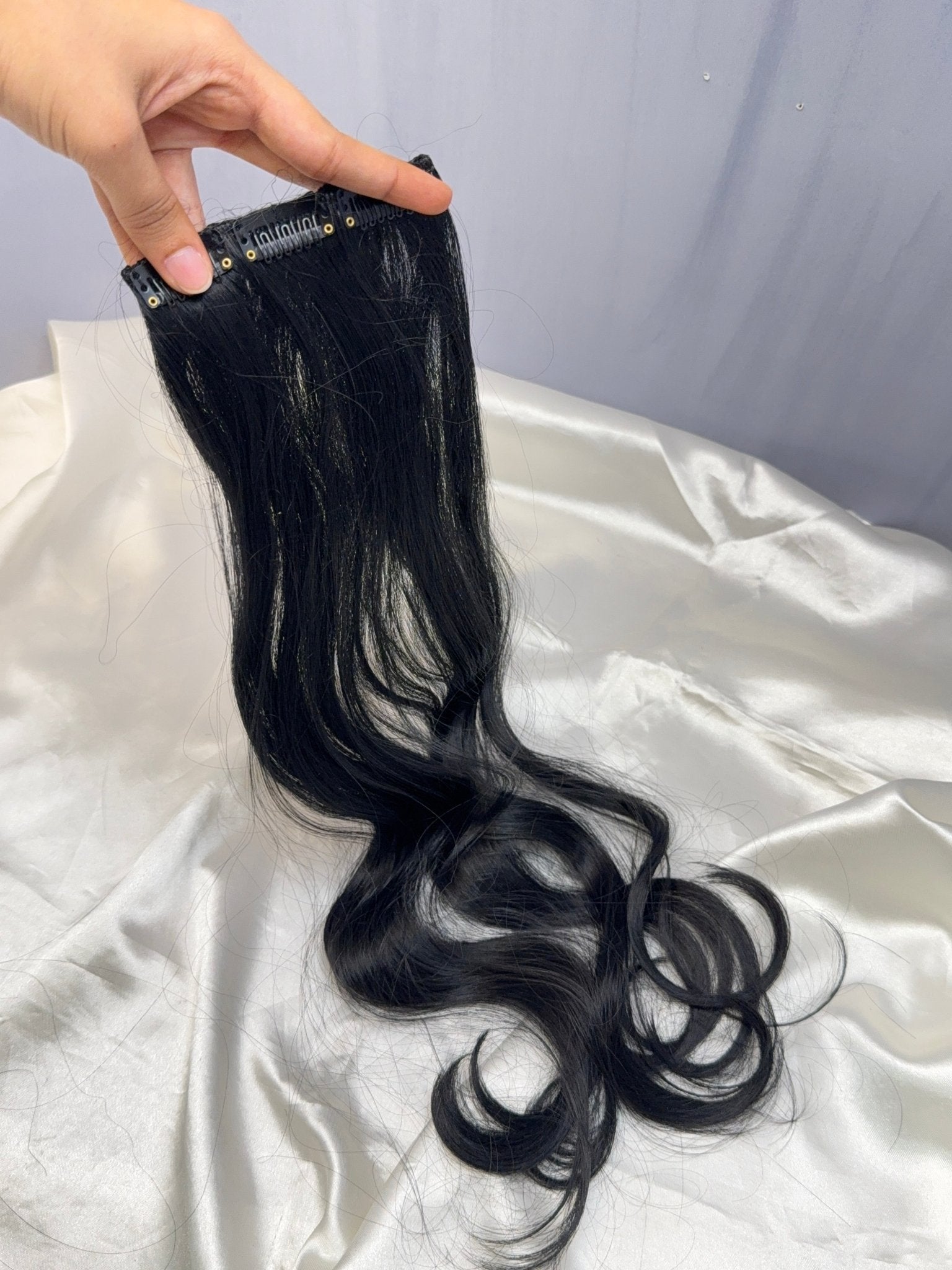 Curly 3 Clips Patch Work Volumising 24 Inches Human Hair Extension in Natural Black - Mahilas