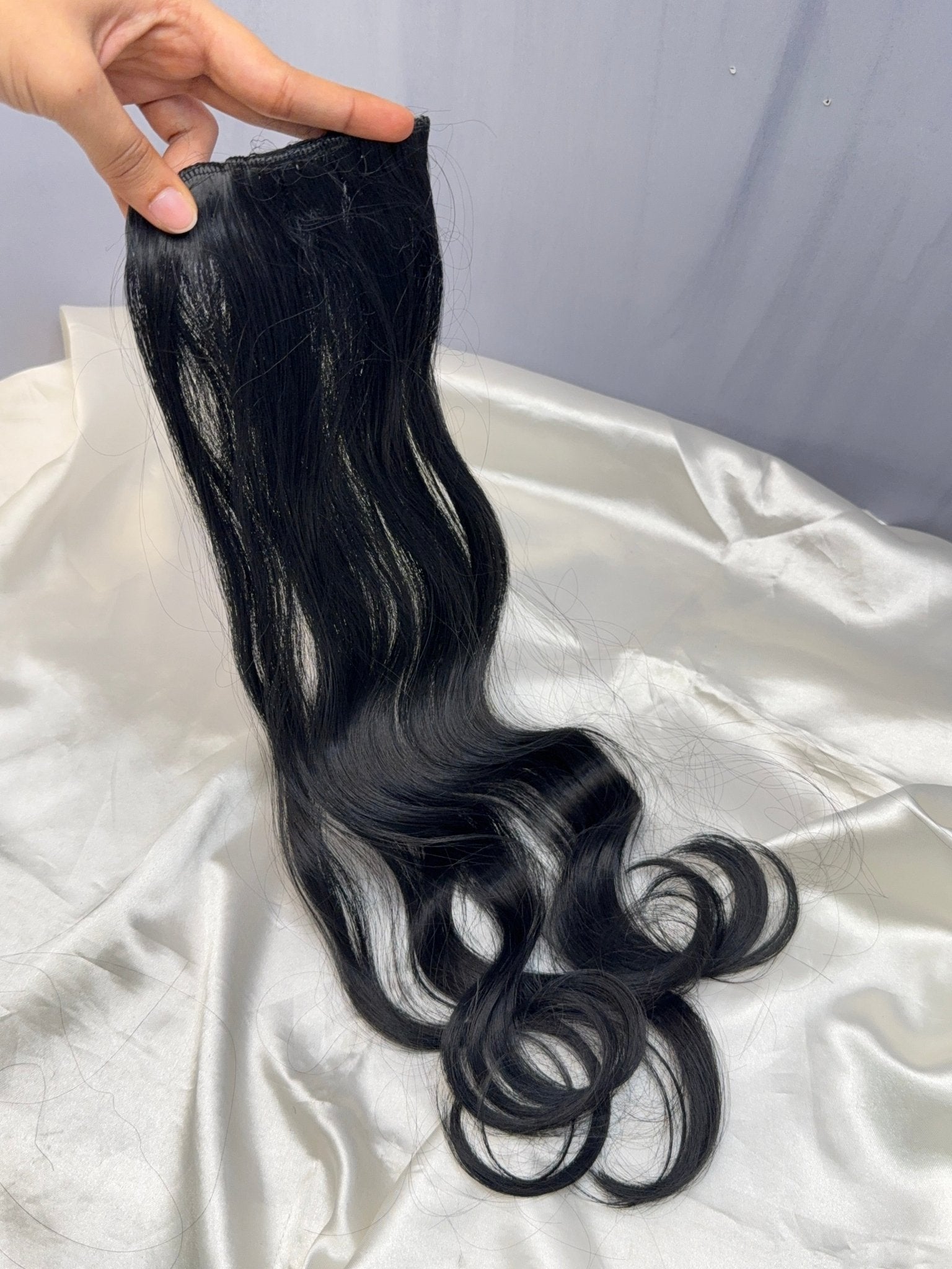 Curly 3 Clips Patch Work Volumising 24 Inches Human Hair Extension in Natural Black - Mahilas