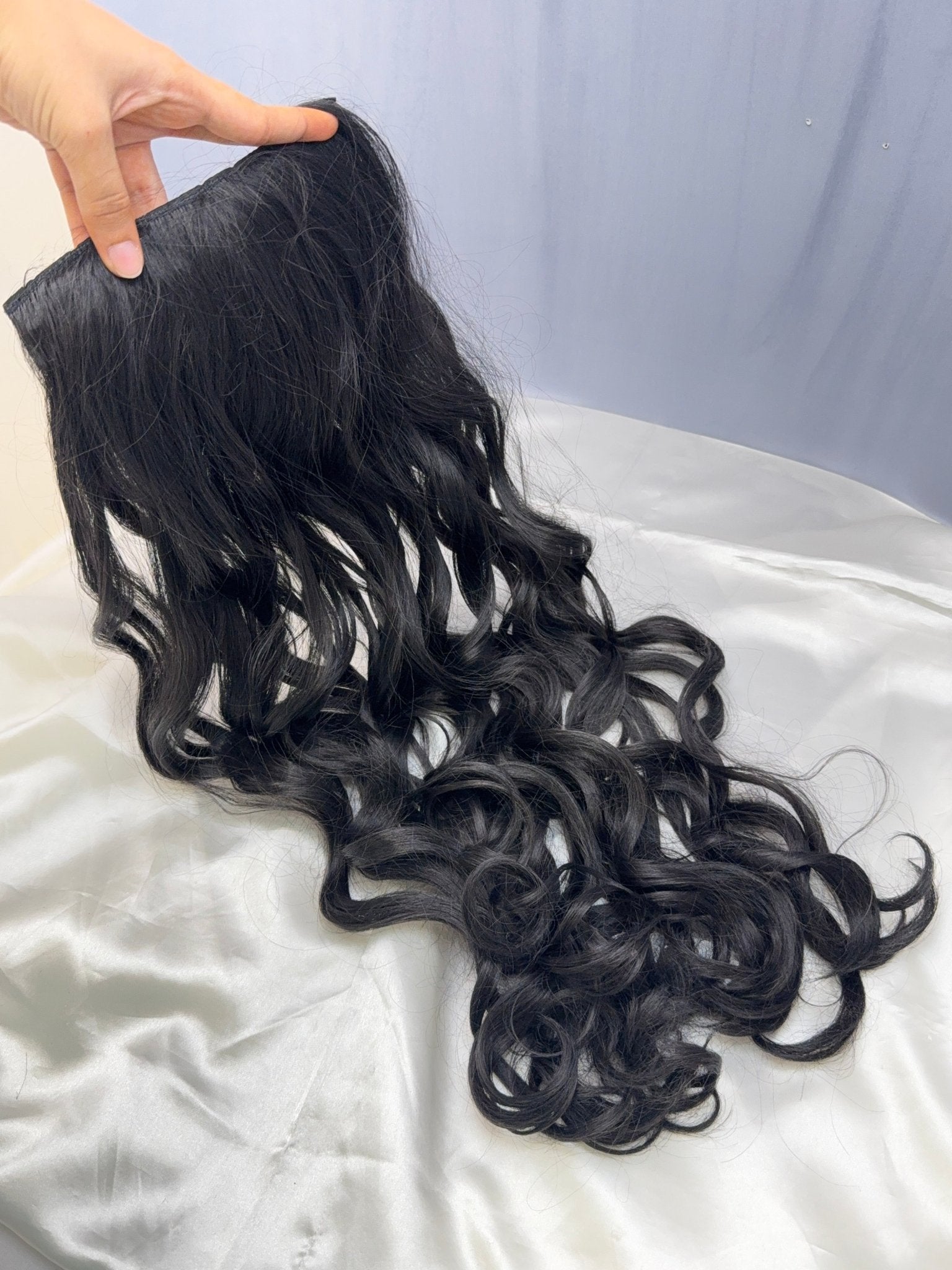 Curly 4 Clips Volumising/Styling 25 Inches Human Hair Extension in Natural Black Color - Mahilas